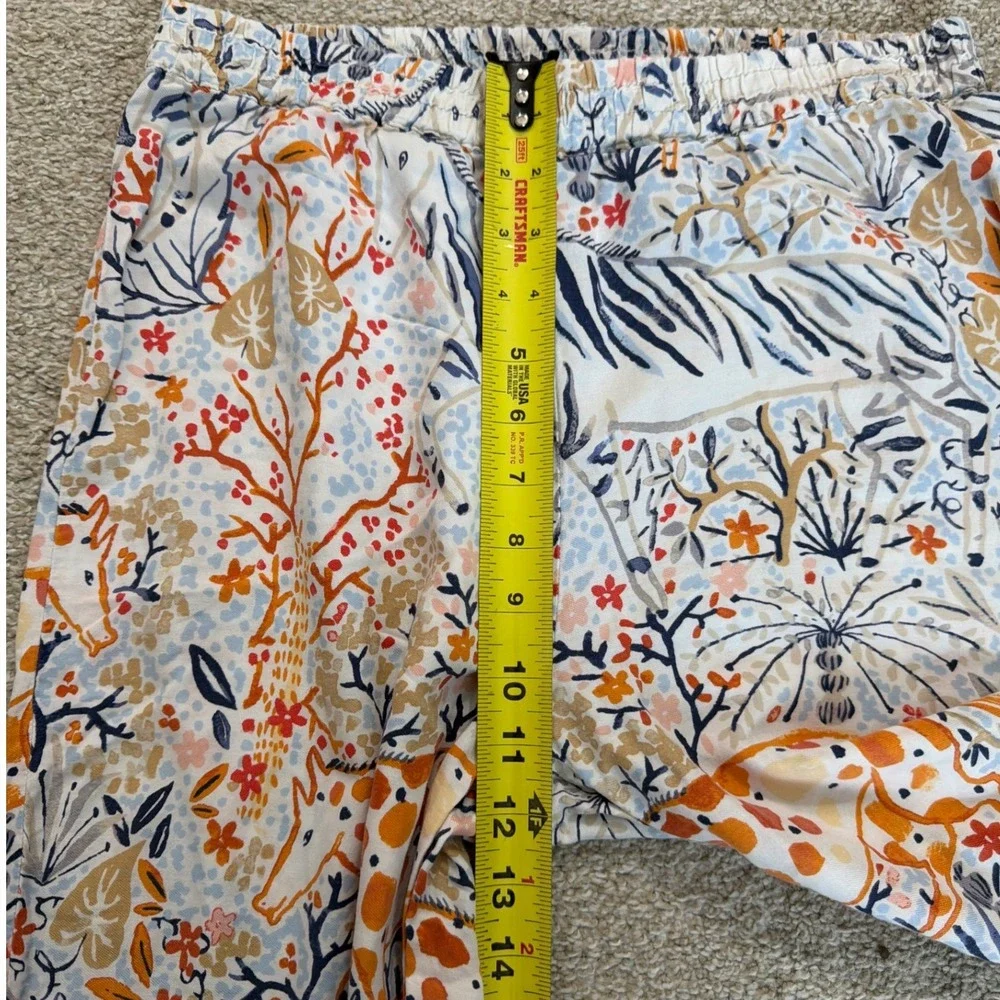 Vikki Chu for Anthropologie Animal Print Pajama Pants Small Safari‎ Ruffle Hem